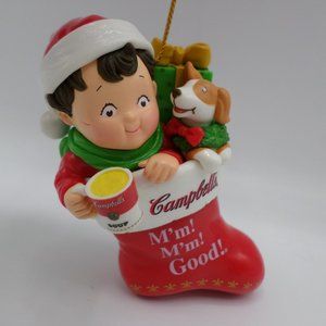 Campbell's Soupt Christmas Ornament Christmas Stocking Present Dog